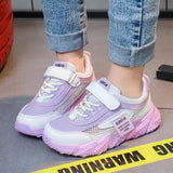 Spring New Kids Sneakers PU Girls Casual Mesh Solid Pink Light Boys White Hook & Loop Children Non-slip Sports Shoe Fashion