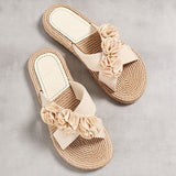 Handmade Ladies Home Slipper Hemp Straw Women Sandals Casual Outdoor Cross Slipper Female Summer Beach Wear Flat Heel Shoes