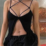 Women's Camisole Top Bow Sleeveless Mini Vest Bodycon Tank Top Y2K Femme Summer Sweet Sinner Party Wear Camis