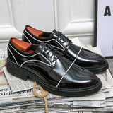 Personality Men Leather Shoes Fashion Trend Men Dress Shoes Youth Teenage Casual Footwear British Style Business Man Derby Shoes