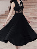 Sundress Women Boho Beach Lace Summer Sexy Backless Runway Sleeveless Woman Dresses Embroidery Party  Solid Black Dress Robe