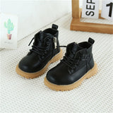 Spring Baby Boots Leather British Style Boys Fashion Boots Rubber Sole Zip Side Toddler Girls Ankle Boots 15-25