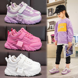 Spring New Kids Sneakers PU Girls Casual Mesh Solid Pink Light Boys White Hook & Loop Children Non-slip Sports Shoe Fashion