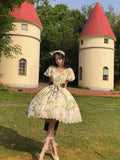 Sweet Retro Temperament Lolita Dress Mori Girl Kawaii Female Noble Elegant Op Lolita Fairy Princess Floral Dresses