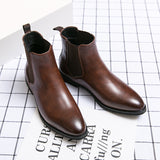 New Chelsea Boots Men Shoes PU Brown Fashion Versatile Business Casual British Style Street Party Wear Classic Ankle Boots