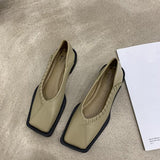 Summer Shoes Ladies Female Footwear Square Toe Women's Moccasins Autumn Casual Sneaker Shallow Mouth Soft  Retro Dress Fall