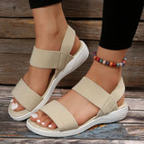 Women's Knit Elastic Cloth Wedge Sandals Slip On Lightweight Walking Sandals Women Plus Size Comfortable Summer Shoes Woman