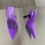 Summer New Brand Pointed Toe Slingback Shoes Thin High Heel Shallow Slip On Ladies Elegant Sandals Plus Size 41