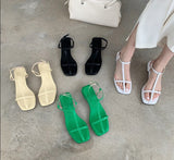 Summer New Brand Women Sandal Fashion Narrow Band Ladies Dress Gladiator Shoes Square Low Heel Ankle Strap Beach Sanda