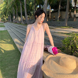 Summer Purple Maxi Halter Dress Women Long Elegant Flowy Casual Beach Dresses for Wedding Guest Bridesmaid Birthday Prom