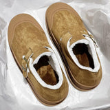 Moccasin Shoes Casual Female Sneakers Clogs Platform All-Match Loafers Fur Round Toe Slip-on Moccasins New Winter Creepers Slip
