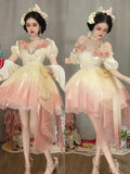 Lolita Dress For Grils Kawaii Bow Lace White Cascading Ruffl  Fairy Dresses JSK Straps Birthday Party Quinceanera Dresses Suit