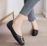 Flat Shoes Women Fashion Square Breathable Casual Black Comfortable Work Shoes Soft Large Size Women's Shoes