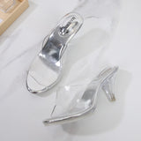 Transparent Slippers Ladies Clear PVC High Heeled Slippers Open Toe Daily Woman Perspex Slippers 6-11cm Jelly Crystal Slippers