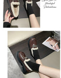 Women's Shoes Platform Round Toe Oxfords Casual Female Sneakers Slip-on Loafers With Fur British Style Clogs Leather New Slip On