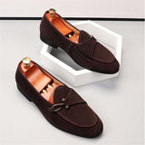 Fashion Men's Suede Genuine Leather Casual Shoes Mens Buckle Party Wedding Loafers Moccasins Men Light Comfortable Driving Flats