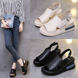 Thick-soled Wedge Sandals Women  Summer High-heeled Fish Mouth Women's Shoes Soft Leather High Platform Shoes Slippers