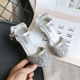 Baby Girl Shoes Princess Fashion Sequins Low Heel Summer Girls Sandals Cute Bowknot Kids Girls Party Shoes size 26-35