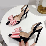 Ins Style Satin Butterfly-knot Women Pumps Sexy Slip-On Ankle Strap Pointed Toe High Heels Slingback Shoe