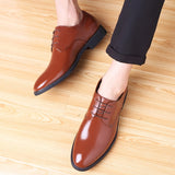 Fashion Men Shoes British Style Soft Bottom Casual Pu Leather Waterproof Comfortable Business  Formalmen Lace-Up Shoes