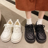 Winter Shoes Women Female Footwear Round Toe Clogs Platform Casual Sneaker Dress New Cross Small Creepers Lace-Up Cross-tied Sol