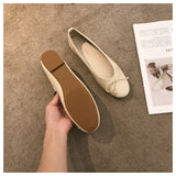 Classic Female Flats Ballerina Shoes Women Fashion Brand Round Toe Ballet Bow Knot Shallow Moccasin Slip On Loafer Big size