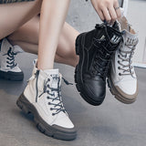 Spring Autumn Shoes Genuine Leather Fashion Boots for Women Thick Sole Women Ankle Boots Brand Ladies Botas A3786