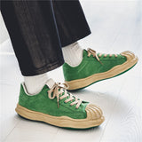 Harajuku Green Casual Sneakers Men Spring Shellhead Vulcanized Shoes Men Street Hip Hop Canvas Sneakers Men Platform Footwear