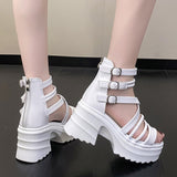 Women's Fashion Ankle Strap Wedges Sandals Platform Chunky Heel Sandals for Women Summer Thick Bottom Gladiator Shoes Woman