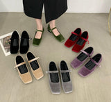 Spring New Women Flat Shoes Square Toe Shallow Buckle Ladies Elegant Sole Ballte Shoes Casual Loafers Shoes