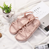 Casual Women Gladiator Sandals Platform Heel Thick Sole Elastic Pvc Non Slip Front&Rear Strap Rome Leisure Shoes Ladies Summer