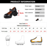 Black White Platform Mary Jane Shoes for Women Heels Retro Square Toe Buckle Women Pumps  Super High Heels Dress Shoes