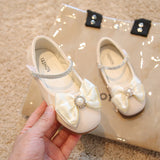 Girls Leather Shoes Spring Autumn Fashion Bow Sequins Pearls Princess Shoes Flat Heel Kids Girls Dancing Shoes