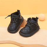 Winter Baby Shoes For Boys Leather Warm Fur Little Girls Ankle Boots Soft Sole Fashion Toddler Kids Boots EU 15-25