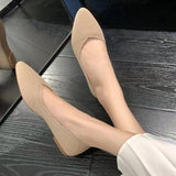 Women's Ballet Flats Knitting Casual Shoes Slip-on Cute Ballerina Pointe Shoes Not Casual Leather Without Heels Comfortable