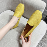 Women Flats Slip on Loafers Foldable Flats for Women Square Toe Single Shoes Hollow Out Fashion Party Casual Shoes for Ladies