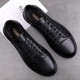Genuine Leather Men Shoes Brand White High Quality  Casual Shoes For Men Laces Up Summer Breathable Walk Shoes Fashion Sneaker