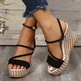 Fashion Wedge Sandals Women Summer Platform Super High Heels Female Sandals Open Toe Thick Bottom Beach Shoes Woman