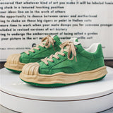 Harajuku Green Casual Sneakers Men Spring Shellhead Vulcanized Shoes Men Street Hip Hop Canvas Sneakers Men Platform Footwear