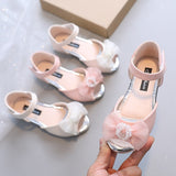 Sandals For Girls Children Fashion Pearl Mesh Bowknot Kids Summer Princess Party Shoes Casual Footwears Round Toe Sandal