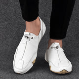 Mens Sneakers Casual Slip On Loafers Outdoor Light Flats Autumn Genuine Leather Shoes Comfortable Solid Color Mens Sneakers