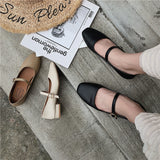 Women Low Heel Shoes Square Toe Retro Mary Janes Pumps Casual Spring Autumn Lady Weekly Shoes Size 35-40