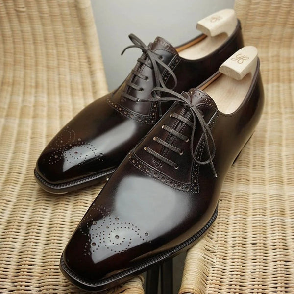 Oxfords Shoes for Men Brown Black Business Lace-up Pu Office Brogue Dr ...