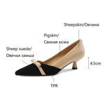 NEW Spring Women Shoes Pointed Toe Thin Heel Shoes Sheep Suede Women Pumps Mixed Colors High Heels Sweet Slip-on Shoes for Women