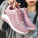 Autumn Thick Sole Sneakers Fashion Flat Sneakers Women Heightening Breathable Vulcanized Shoes Running Shoes