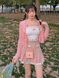 Pphmm Pink Japanese Kawaii Lolita Crop Top Women White Korean College Style Sweet Tank Top Bow Lace France Princess Vset Female 2022