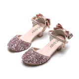 Baby Girl Shoes Princess Fashion Sequins Low Heel Summer Girls Sandals Cute Bowknot Kids Girls Party Shoes size 26-35