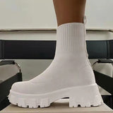 Women Boots Autumn Winter Boots Slip on Knitted Socks Shoes Women  Platform Boots with Heels Botas De Mujer Female Botines