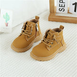 Spring Baby Boots Leather British Style Boys Fashion Boots Rubber Sole Zip Side Toddler Girls Ankle Boots 15-25