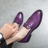 casual loafers Men Leather Shoes Fashion Wedding Party Shoes Luxury Men Designer Business Flats Shoes Large Size  tassel